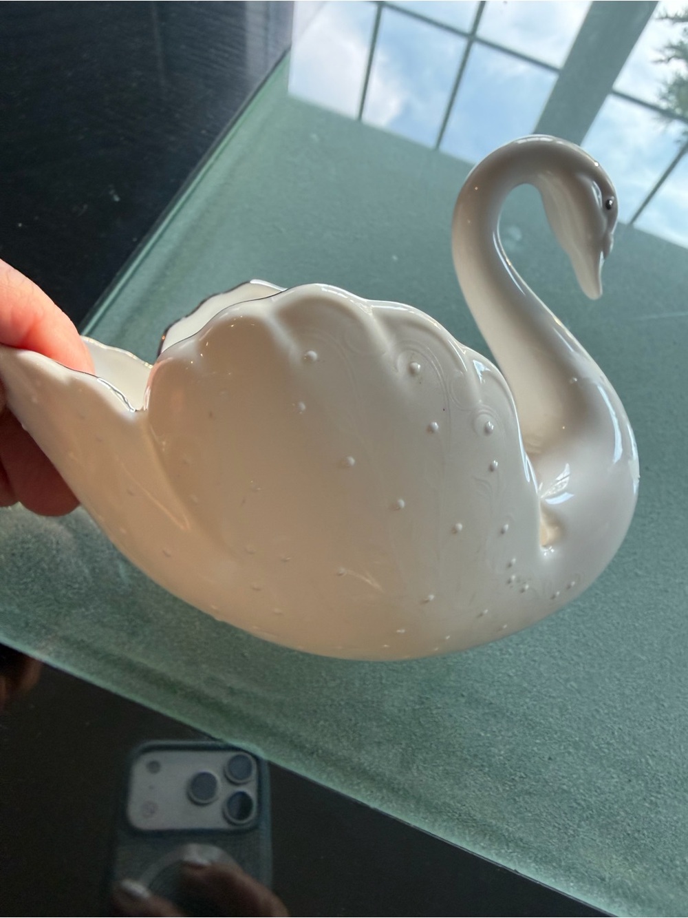 Lenox limited edition Elegant White Ceramic Swan with silver accents